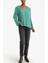 Printed V-Neck Blouse