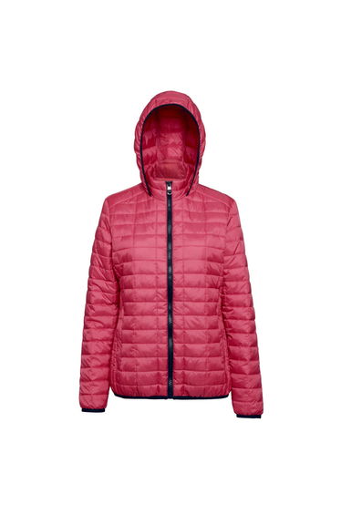 2786 Womens/Ladies Honeycomb Padded Hooded Jacket - Red