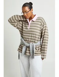 Plus Stripe Rugby Top - green