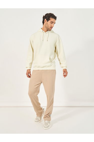 Geo Textured Relaxed Fit Hoodie with Kangaroo Pocket