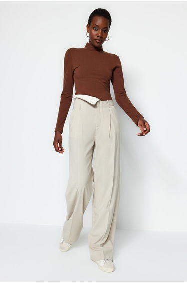 Brown Turtleneck Snap Knitted Bodysuit