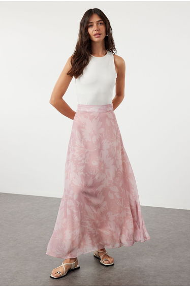 Light Pink Pleated Woven Skirt