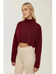 Turtleneck Crop Sweater - 3