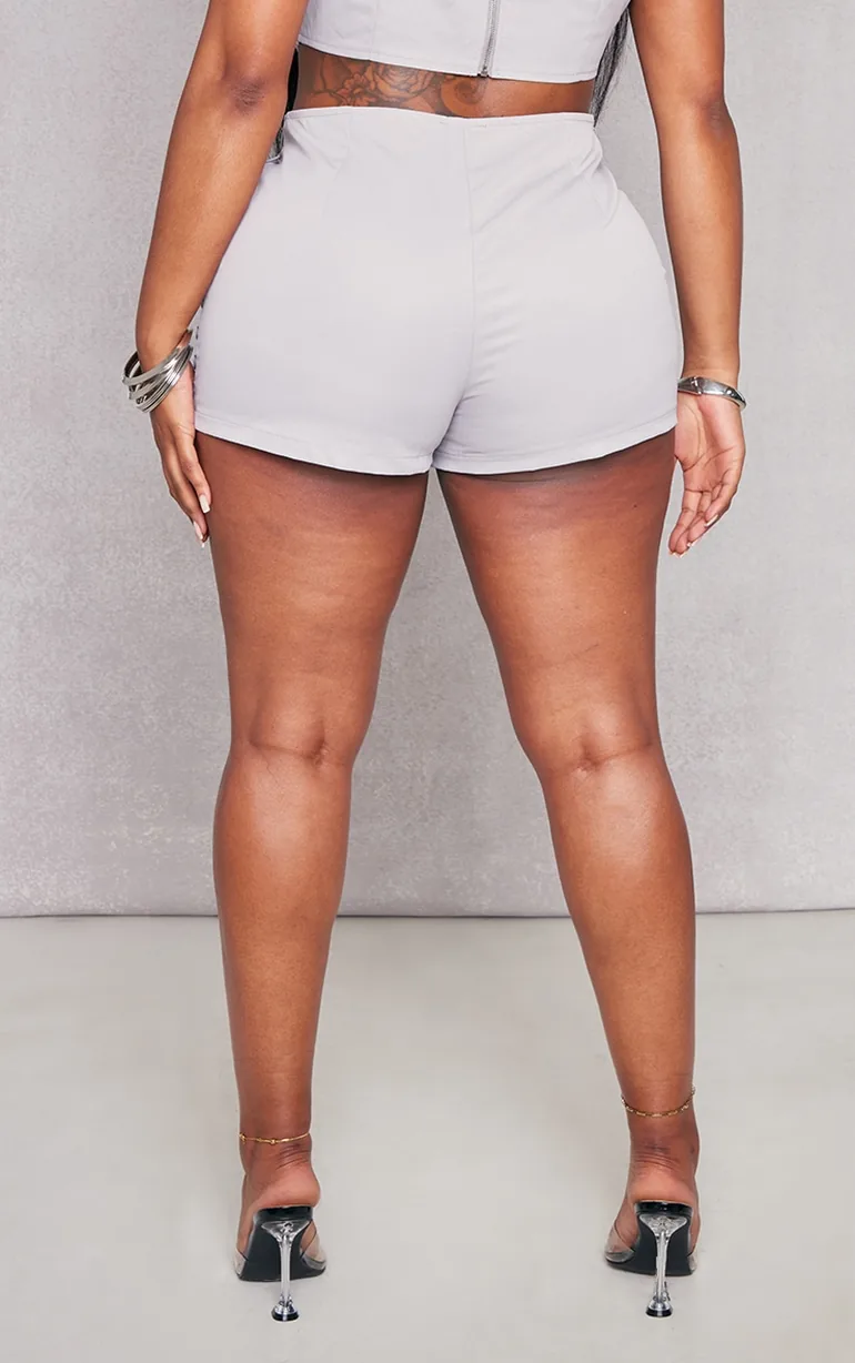 Shape Grey Woven Lace Up Detail Shorts - 2