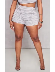 Shape Grey Woven Lace Up Detail Shorts - 1