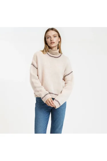 كنزة/سويتر محبوك بياقة دائرية