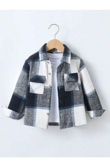 Checked Button Up Long Sleeve Jacket