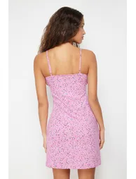 Pink-Multicolor 100% Cotton Floral Single Jersey Knitted Nightgown - 7