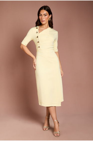 Bandage Asymetric Wrap Detail Midi Dress