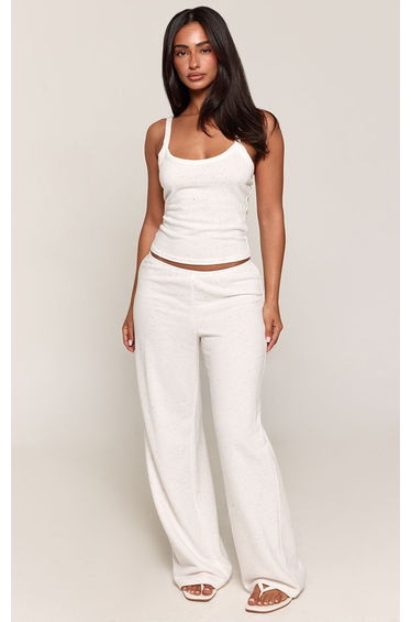 Petite White Speckled Low Rise Trousers
