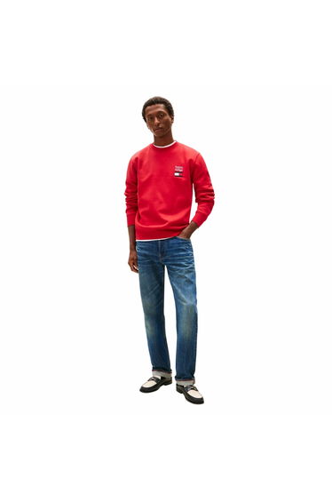 Tommy Hilfiger Mens Embroidered Logo Sweatshirt - Red