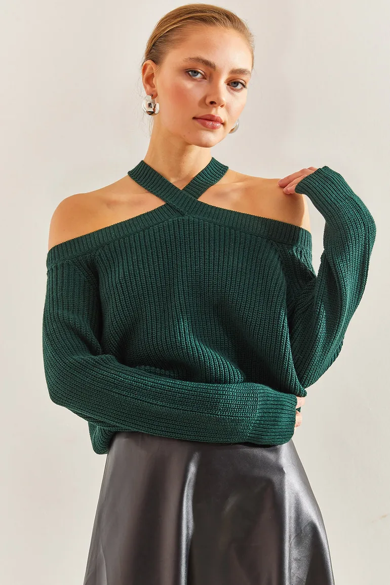 Women's Cross Strap Knitwear Sweater