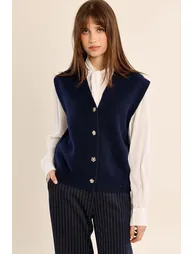 Sleeveless V-Neck Cardigan