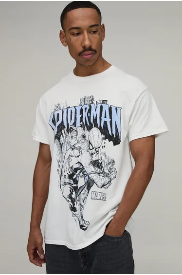 Oversized SpiderMan License Print T-Shirt - white