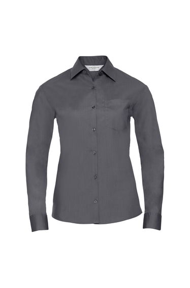 Russell Collection Ladies/Womens Long Sleeve Shirt - Convoy Grey