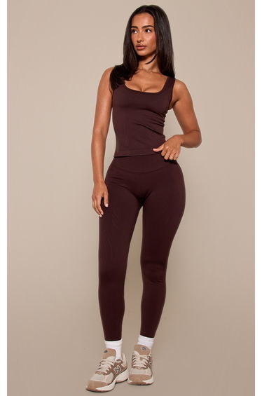 Petite PLT Chocolate Seamless Seam Detail Gym Vest