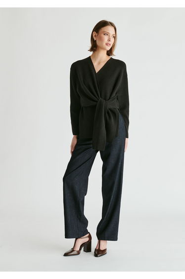 Wrap Side Tie Knit Jumper