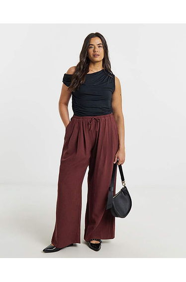 Wine Pleat Front Palazzo Trouser