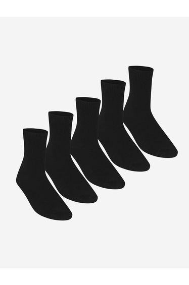 Zeco Kids School Turnover Top Socks (5 Pack) in Black
