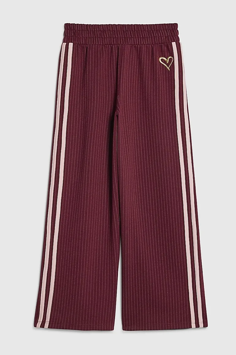 Girls Red Pinstripe Wide Leg Trousers