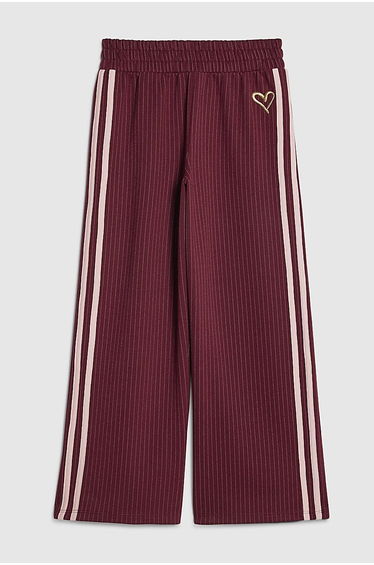 Girls Red Pinstripe Wide Leg Trousers