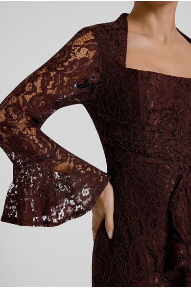 Lace Square Collar Bell Sleeve Maxi Dress product thumbnail 2