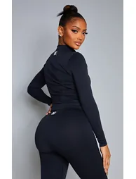 Shape Black Branded Double Zip Gym Top - 1