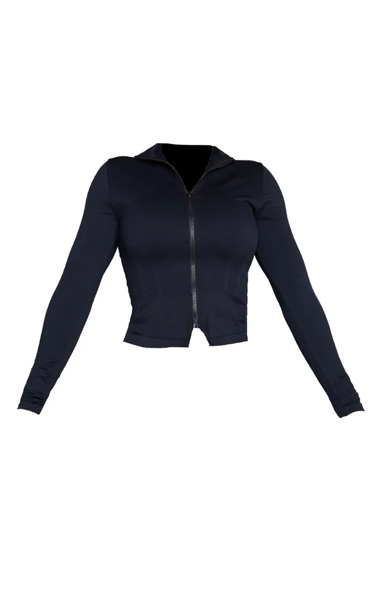 Shape Black Branded Double Zip Gym Top - 4