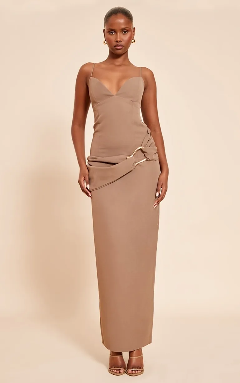 brown wrap maxi dress Carmen Wrap Maxi Dress