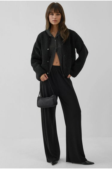 Wide Leg Textured Knit Pants