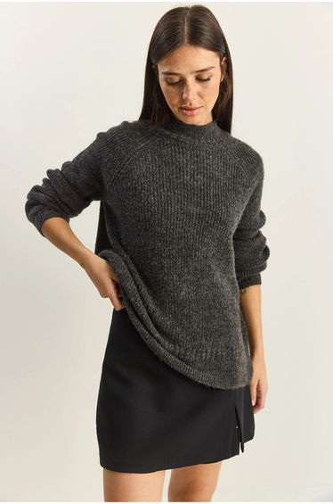 LUCCI Oversized Crew Neck Knit Sweater