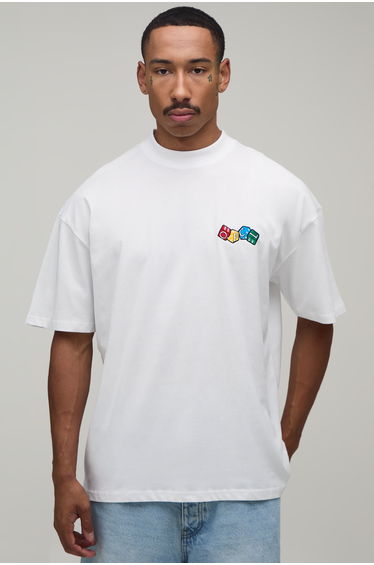 Oversized Ofcl Dice Embroidered T-Shirt - white