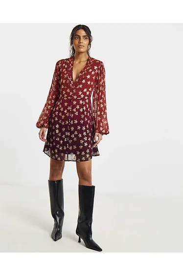 Ombre Star Jacquard Skater Dress