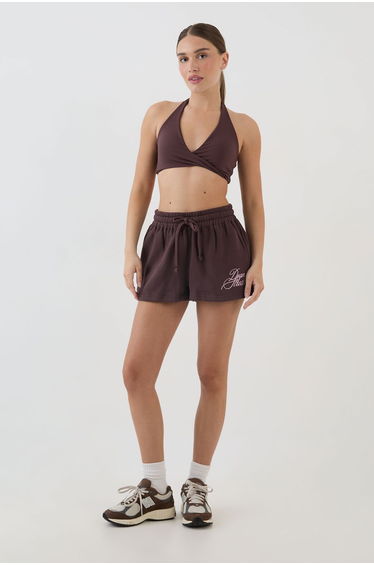 DSGN Studio Script Loose Fit Sweat Short - chocolate