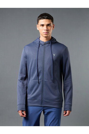 Solid Long Sleeve Hoodie with Zip Closure