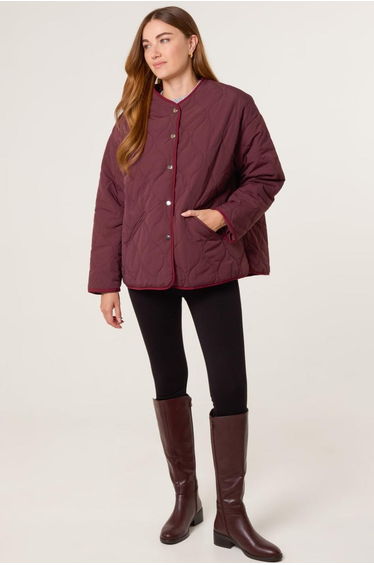 Button Front Quilted Jacket