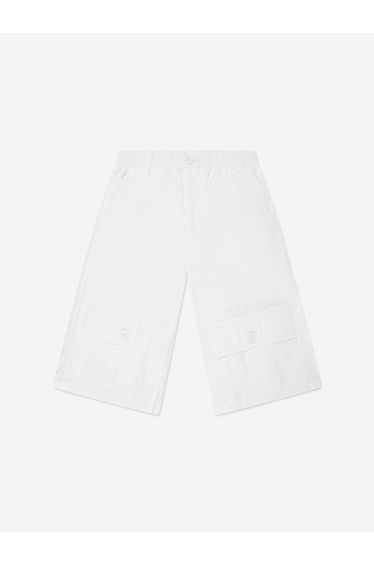 Kids Gabardine Pocket Short Pants in White