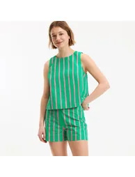 Striped Sleeveless Top with Crew Neck