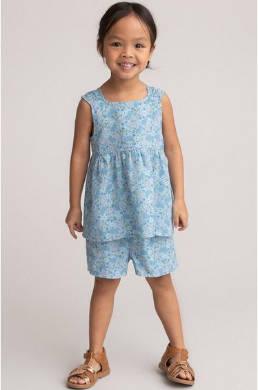 Cotton Blouse/Shorts Outfit in Floral Print