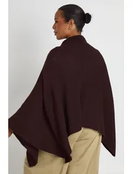 Plus Knitted Cape Detail Jumper - chocolate - 2