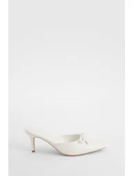 Wide Fit Bow Detail Backless Court Shoes - white - 1