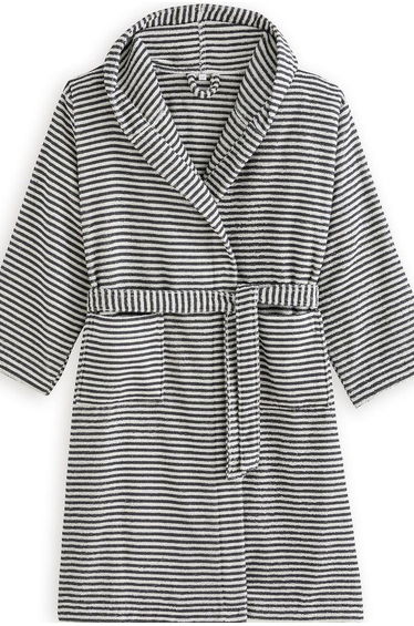 Malo Striped Hooded Cotton Terry Bathrobe