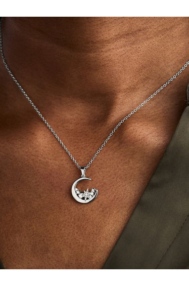 Olivia Burton Celestial Cluster Moon Necklace in Silver