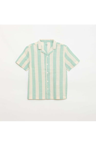 Short-Sleeved Striped Shirt GREEN