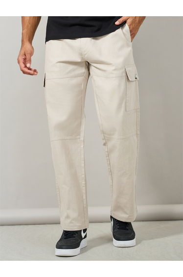 Premium Panelled Stretch Slub Woven Cargo Relaxed Pants
