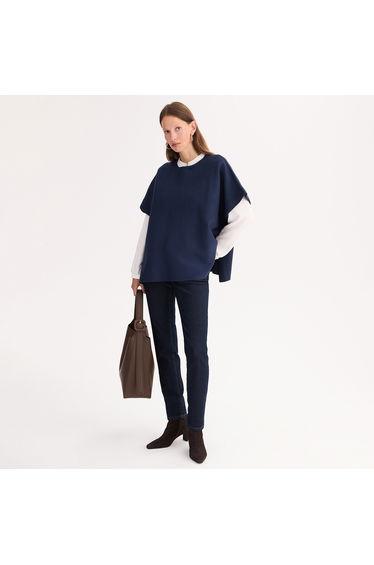 Milano Knit Poncho with Crew Neck