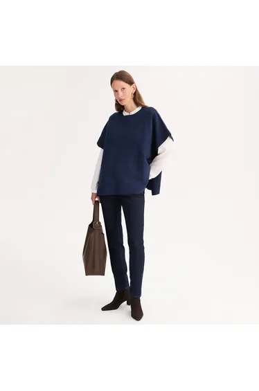 Milano Knit Poncho with Crew Neck