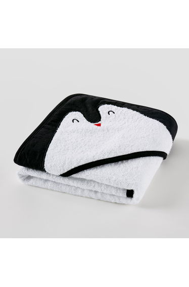 Pinpin Baby's Bath Cape with Embroidered Hood in Cotton Towelling