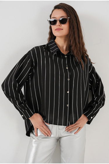 =Women's Silver Striped Shirt