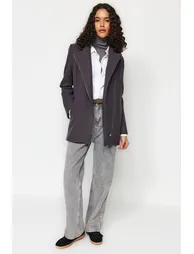 Gray Zippered Closure Cachet Coat